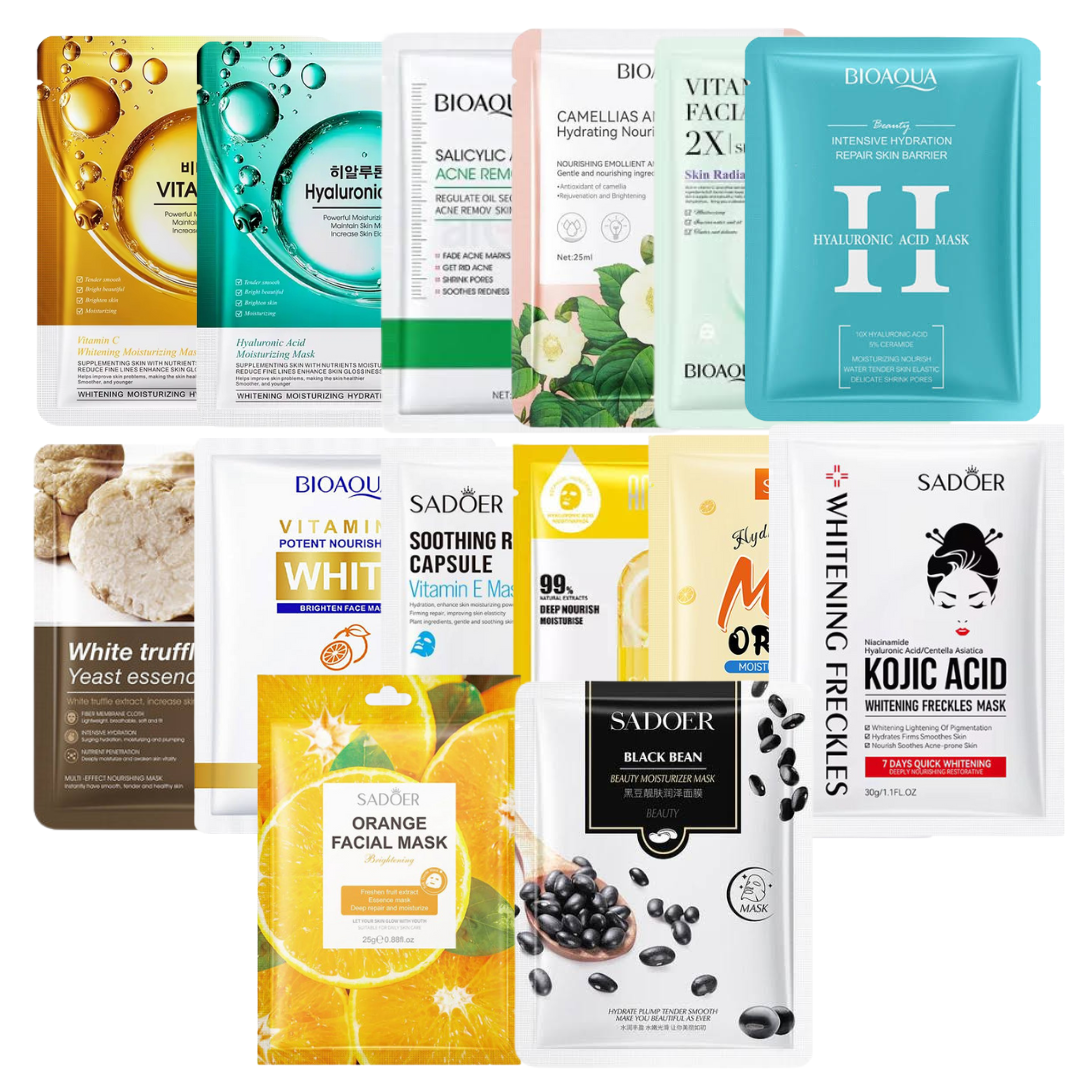 Glow & Nourish - Pack of 8 Random Face Sheet Masks (Bioaqua | Sadoer | Fayankou)